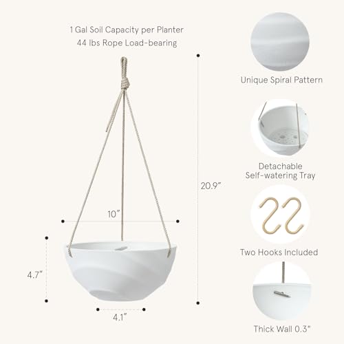 La Jolie Maison Indoor/Outdoor Hanging Planters, Set of 2,10 Inch - color: Eggshell White