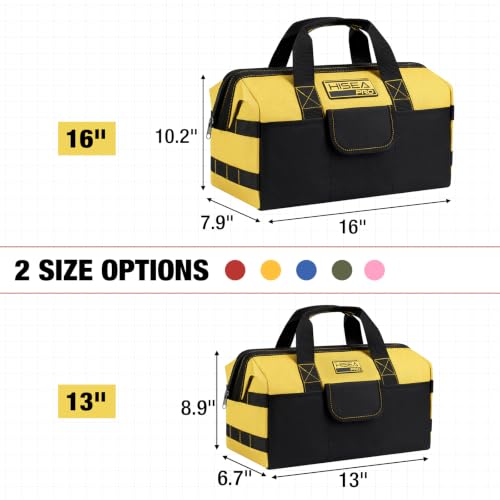 HISEA 3 Pack Heavy Duty Tool Bag, 13-Inch Waterproof Tools Organizer Tote - color: Navy, Yellow, Red, size: 13 Inch