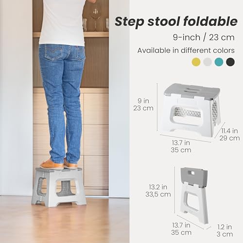 Vigar Compact Foldable Step Stool, 9-Inch, Gray - color: Gray, size: 9-Inches