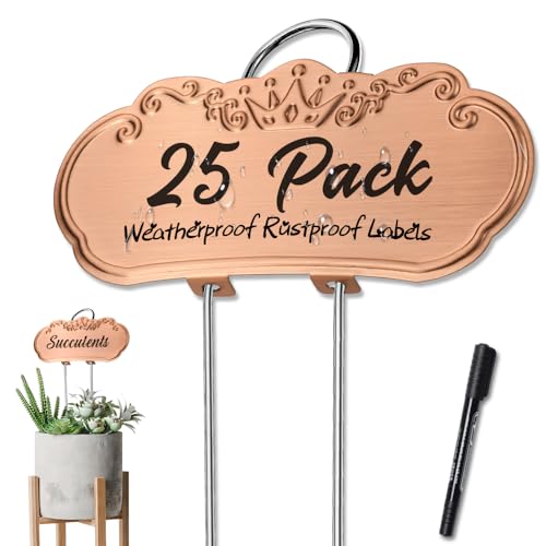 Metal Plant Labels, Waterproof Garden Signs 25 Pack Gold Plant Tags - color: Gold, size: 25 PACK SUS 304 Garden Labels
