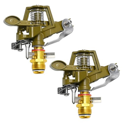 1/2 Inch Brass Impact Sprinkler with Nozzles Adjustable 0-360 Degree Coverage Pattern Heavy Duty Lawn Sprinkler Head for Yard Lawn Grass Patio Garden Irrigation (2Pcs) - size: 2Pcs