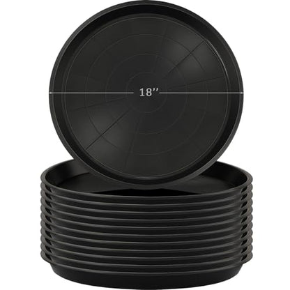 Eccliy 12 Pcs Plastic Plant Saucers Tray, Black, 18 Inch, Round - color: Black, size: 18 Inch, style: Round