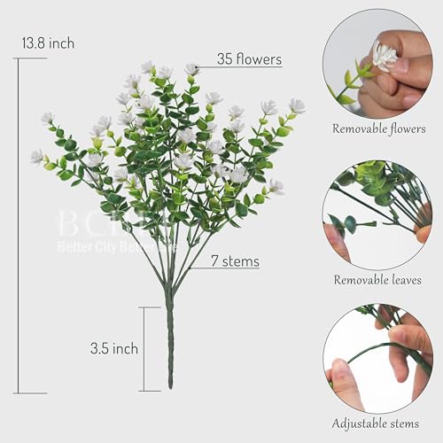 Artificial Flowers for Outdoor Planters, UV Resistant White 12 Bundles - color: Aurora- White