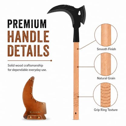 2-in-1 Heavy-Duty Gardening Sickle - color: Natural Wood Color