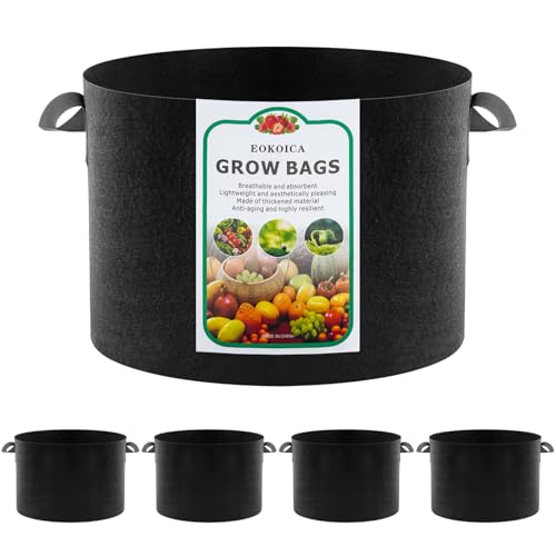 5-Pack 20 Gallon Grow Bags, Thickened Aeration Fabric Pots - size: 20