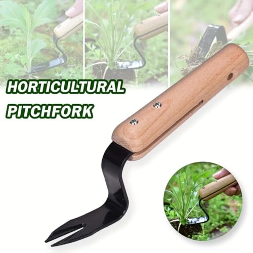 Hand Weeder Tool, Stainless Steel Gardening Weed Puller, Manual Weeding Removal Cutter Tool with Wood Handle for Planting