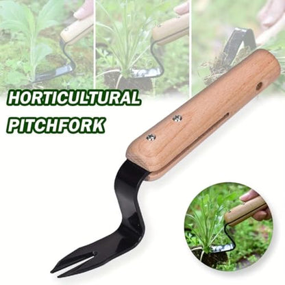 Hand Weeder Tool, Stainless Steel Gardening Weed Puller, Manual Weeding Removal Cutter Tool with Wood Handle for Planting