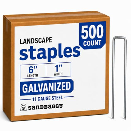 Sandbaggy 500-Count 6-Inch Galvanized Landscape Staples - SOD Garden Stakes ~ Trusted by Farmers & Contractors Across the USA