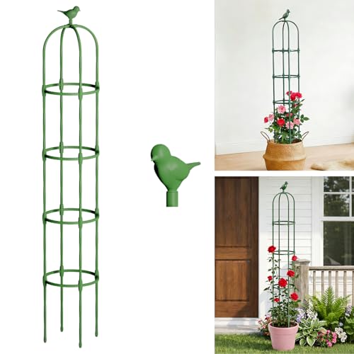 Garden Obelisk Trellis for Climbing Plants, 6.5 FT Outdoor Garden Trellis - size: 6.5 FT Tall-Black