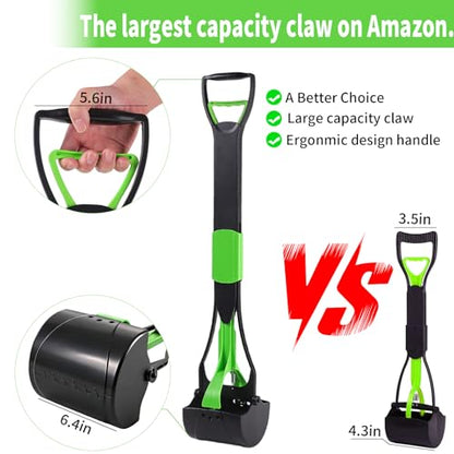 ienjoyed 36“ Large Dog Pooper Scooper for Large Dogs Heavy Duty, Non-Breakable Dog Poop Scooper with Wide Handle for Grass, Gravel, Durable Dog Poop Pick Up Tool, Long Handled Poop Grabber (Green) - color: 36-inch(Green)