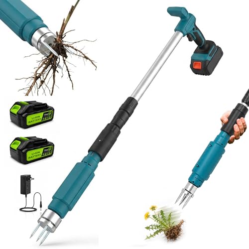 Electric Stand Up Weed Puller Tool with Long Handle, Lightweight & Portable Design, Total 4000 mAh Batteries, Adjustable Garden Weed Remover Tool For Lawn Yard, No Bending Grandpa's Weeder Tool