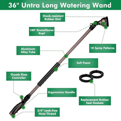 RESTMO 36” Watering Wand for Garden Hose, Heavy Duty Hose Sprayer Nozzle - color: Oil Rubbed Bronze
