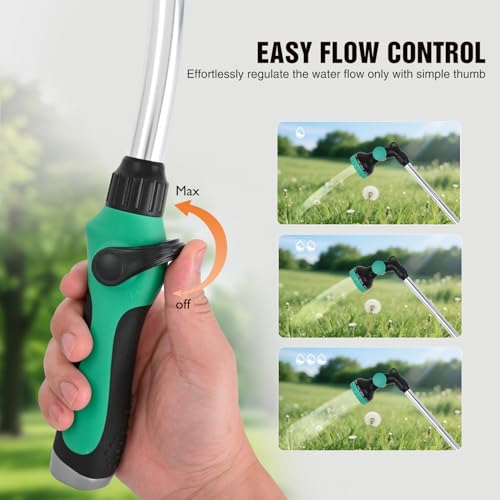 Yesker Watering Wand for Garden Hose, 35 Inch, 9 Spray Patterns, Adjustable Water Sprayer with Pivoting Head, Garden Hose Nozzle with Thumb Flow Control, Ideal for Water Hanging Baskets and Shrubs - size: 35 inches