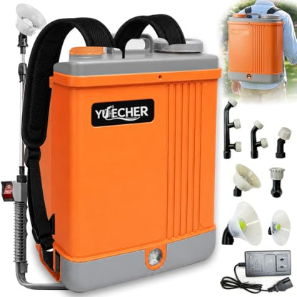 5.3 Gallon Battery Powered Backpack Sprayer, 100 PSI High Pressure 20L Electric Garden Sprayer with 12V Rechargeable Battery, Telescopic Stainless Steel Wand, 7 Multi-Functional Nozzles & Shield