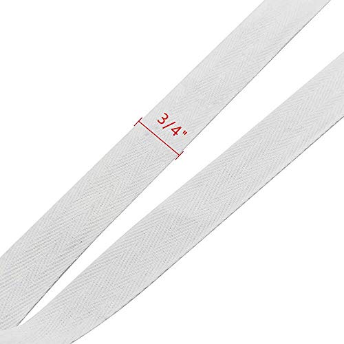 Natural Cotton Twill Tape 50 Yards 3/4 Inch Bunting Bias Tape Herringbone Webbing Tape Roll for Apron Sewing Dressmaking Craft (White) - color: White, size: 3/4inch
