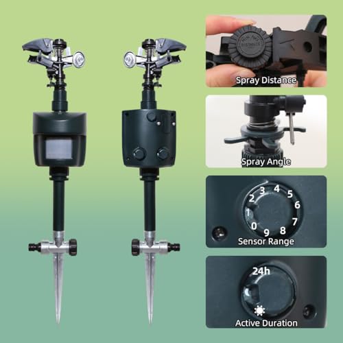 Motion Activated Sprinkler Day/Night Detection Modes Repellent Detector - size: New 1 unit[no solar panel]