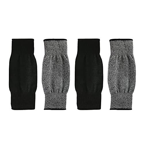 2 Pairs Protective Arm Sleeves, Cut Resistant Sleeve Arm Protectors Anti Abrasion Safety Armband for Garden Kitchen Work (Black+Grey) - color: Black+gray