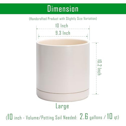 D'vine Dev 10 Inch Ceramic Planter Pot, Oatmeal, 94-O-E-8 - color: Oatmeal, size: Large