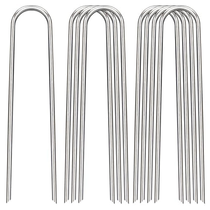 8 Inch Landscape Staples, 12/25/50/100 Pack Galvanized Garden Stakes, Heavy Duty 8 Gauge U-Shaped Ground Stakes for Weed Barrier Fabric, Irrigation Tubing, Fence, Outdoor Decorations - size: 8inch