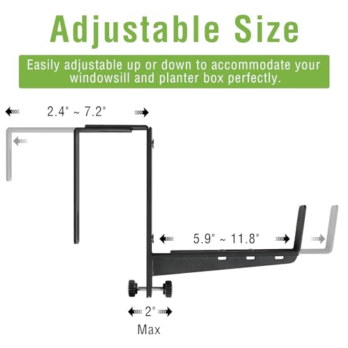 Window Box Brackets, Adjustable Hanging Railing Planter Box Brackets - size: 4 Pack