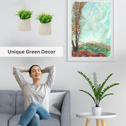 2 Packs Macrame Wall Planters with Faux Eucalyptus, Wall Decor - color: White