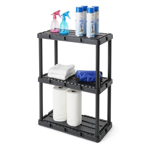 Gracious Living Knect-A-Shelf 3-Shelf Solid Light-Duty Storage, Black - color: 3 Shelf - Black, size: 1 Pack