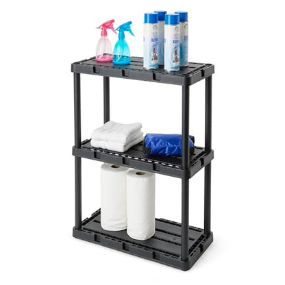 Gracious Living Knect-A-Shelf 3-Shelf Solid Light-Duty Storage, Black - color: 3 Shelf - Black, size: 1 Pack