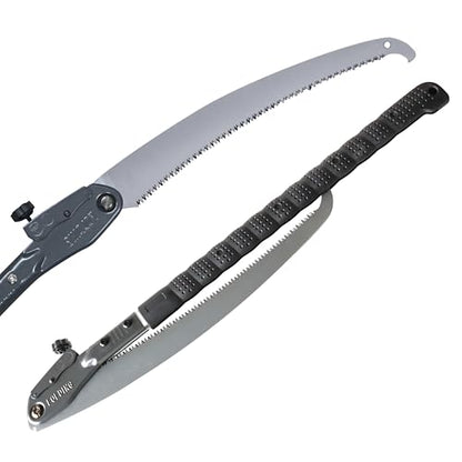 Folding Saw,Using SK85 material with three-sided serrations,tree saw for camping, Pruning branches and Bushcraft, Pouch Included(Aluminum alloy handle, 116 cm long) - color: 46in