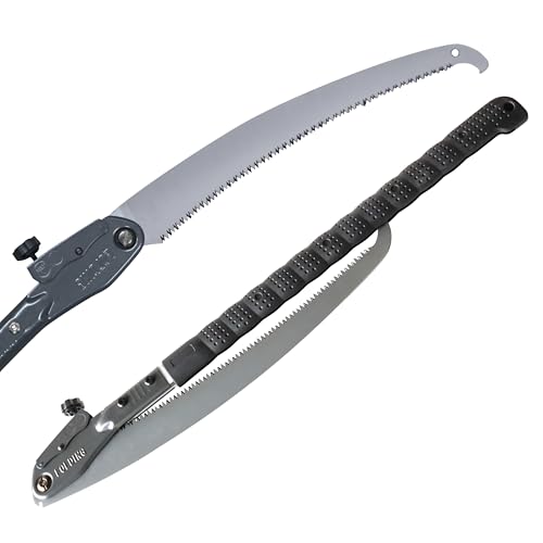 Folding Saw,Using SK85 material with three-sided serrations,tree saw for camping, Pruning branches and Bushcraft, Pouch Included(Aluminum alloy handle, 116 cm long) - color: 46in