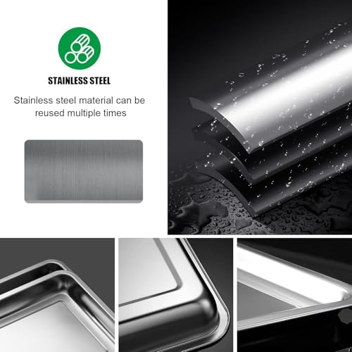 RooTrimmer 10 Pack Large Stainless Steel Seedling Trays, Heavy Duty Metal Water Catch Trays for Nursery Pots Transplant, Seed Germination & Propagation Flats (17.5 inch×13.56 inch, 1.18" Height) - size: Large-10P