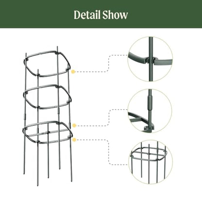 Vego Garden Tomato Cage Tomato Tower 3 Tier for Garden & Pots, Rust-Resistant Tomato Stakes Heavy Gauge Plant Cage Trellis Support for Climbing Vegetables Plants - size: 3 Tier
