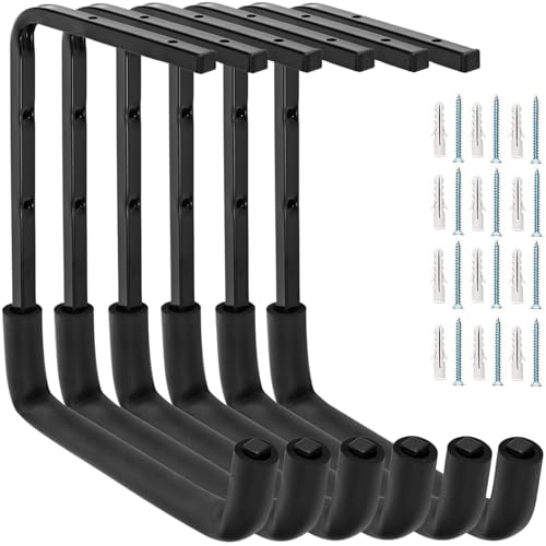 6pcs Overhead Garage Storage Rack, tility Ladder Hangers, Ceiling Mounted Garage Hooks for Lumber Bike Tools(9.45 x 12.6 Inch) - size: 9inch
