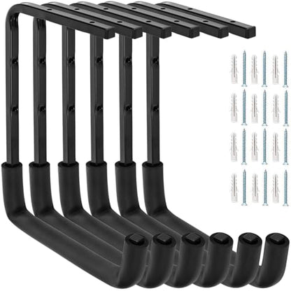 6pcs Overhead Garage Storage Rack, tility Ladder Hangers, Ceiling Mounted Garage Hooks for Lumber Bike Tools(9.45 x 12.6 Inch) - size: 9inch