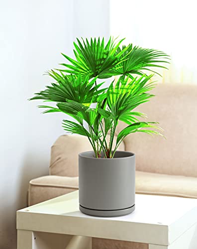 D'vine Dev 8 Inch Ceramic Planter Pot, Grey, 94-O-D-3 - color: Gray, size: Medium