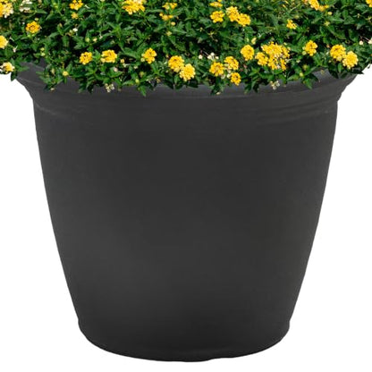 Sunnydaze Anjelica 15.25'' Large Plastic Planter Pot for Plants, Black - color: Matte Black, size: 15.25 in