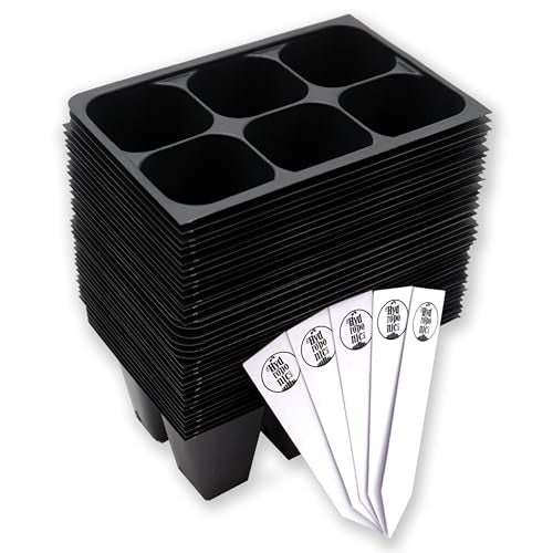 The Hydroponic City Seed Starter Trays, 216-Cell Seedling Starter Trays (36 Trays - 6 Cells Each) + Plant Stakes - size: 36 Trays (216 Cells)