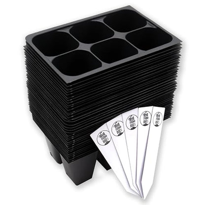 The Hydroponic City Seed Starter Trays, 216-Cell Seedling Starter Trays (36 Trays - 6 Cells Each) + Plant Stakes - size: 36 Trays (216 Cells)