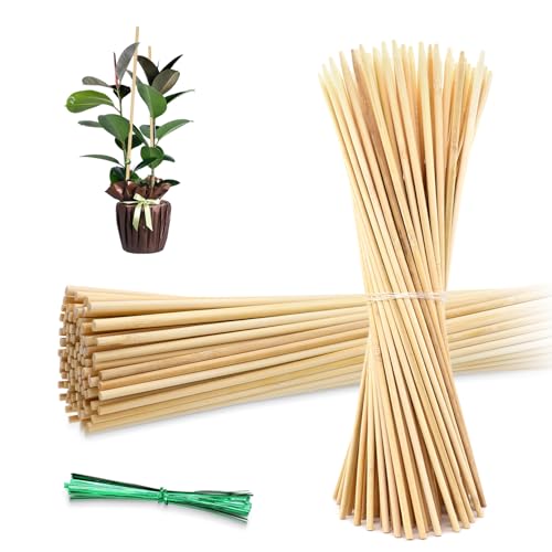 50PCS Bamboo Plant Stakes,18IN Natural Bamboo Sticks Garden StakesWith Ties - color: Burlywood, size: 18 Inch 50Pack