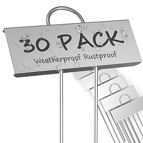 STARTOSTAR 30-Pack Metal Plant Labels Weatherproof Garden Markers,Height 10.6'', Label Area 3.5''X 1.2'' Reusable Nursery Tags for Vegetables Herb Flower Seed Greenhouse - Zinc - color: Zinc 30-pack
