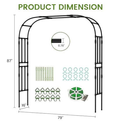 87in H Tall Garden Arch Trellis for Climbing Plants Outdoor - size: 79" L x 16" W x 87" H