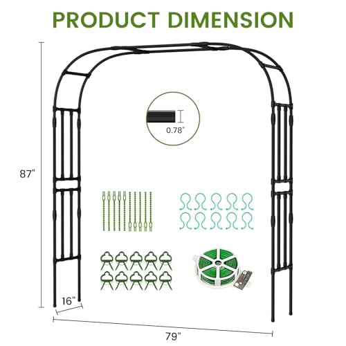 87in H Tall Garden Arch Trellis for Climbing Plants Outdoor - size: 79" L x 16" W x 87" H