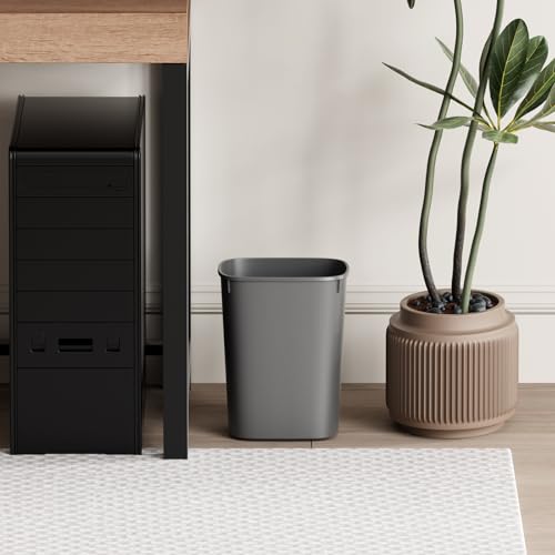 CEROELDA Small Bathroom Trash Can, 2.6 Gallon Slim Mini Garbage Can Small Trash Bin Plastic Waste Basket for Dorm Room, Bedroom, Office, Toilet (Grey) - color: 1 Pack-No Lid-Grey