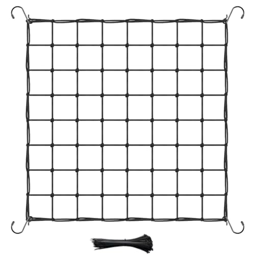 Elastic Netting with Hooks, Heavy-Duty Trellis Support for Indoor Plants, Gardening - size: 4x4ft