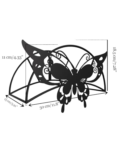 Garden Hose Holder Metal Wall Mount HeavyDuty 125'5/8"Butterfly Hose Hanger - color: Black Butterfly