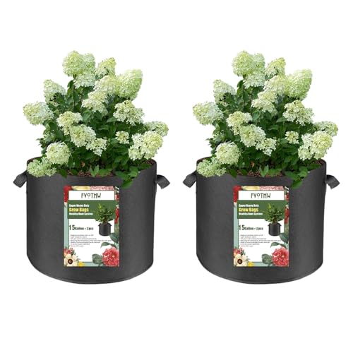 2-Pack 15 Gallon Fabric Grow Bags with Handle, Heavy Duty 300G Thickened Nonwoven with Handles and Reusable, Suitable for Garden Vegetables,Fruits and Flowers(Black) - size: 15 gallon (17.8''D×14.5''H)