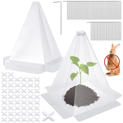 Reusable Plastic Garden Cloches, 7.8" x 11" Mini Greenhouse, 1.2mm Thick Clear Bell Covers with Metal Stakes Against Sun, Frost, Snails, Plant Protector (50pcs-Clear) - size: 50pcs-clear