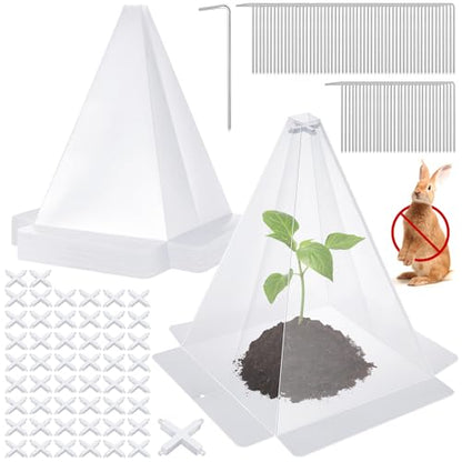 Reusable Plastic Garden Cloches, 7.8" x 11" Mini Greenhouse, 1.2mm Thick Clear Bell Covers with Metal Stakes Against Sun, Frost, Snails, Plant Protector (50pcs-Clear) - size: 50pcs-clear
