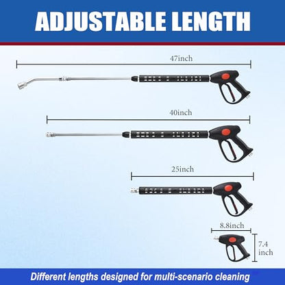 M MINGLE High Pressure Washer Gun with Extension Wand & 30° Curved Rod - size: 47 Inch