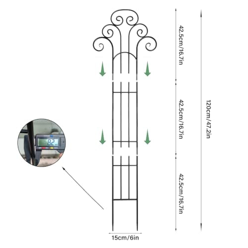 Metal Indoor Plant Trellis for Climbing Plants, 47" Rose & Clematis Support - size: 47"H