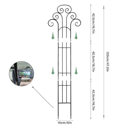 Metal Indoor Plant Trellis for Climbing Plants, 47" Rose & Clematis Support - size: 47"H